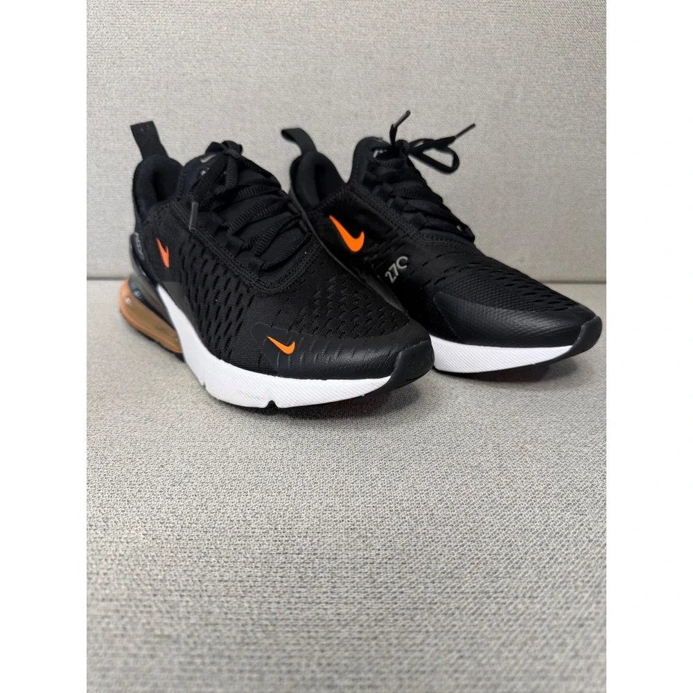 Nike Air Max 270 Black Orange DM3208-001 Kids 5Y Womens 6.5 Running Shoes